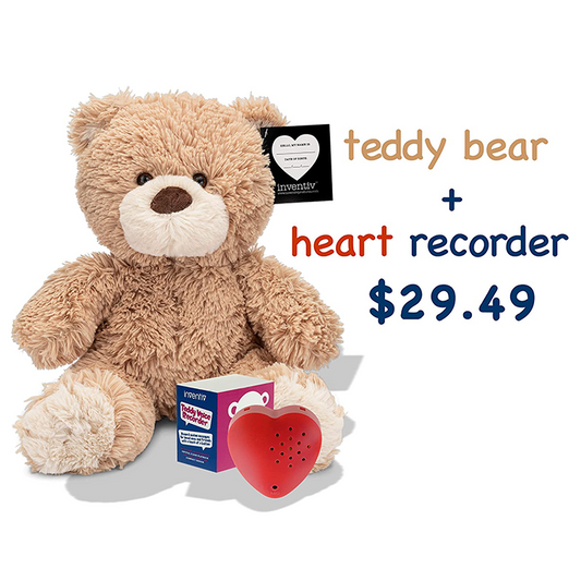 Teddy Bear with Pouch + 1 Pack, Red 30 Second Sound Recorder Heart Module Bundle